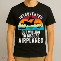 Introverted But Willing To Discuss Airplanes Funny Aviation Funny Pilot T-Shirt thumb 3