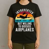 Introverted But Willing To Discuss Airplanes Funny Aviation Funny Pilot T-Shirt thumb 4