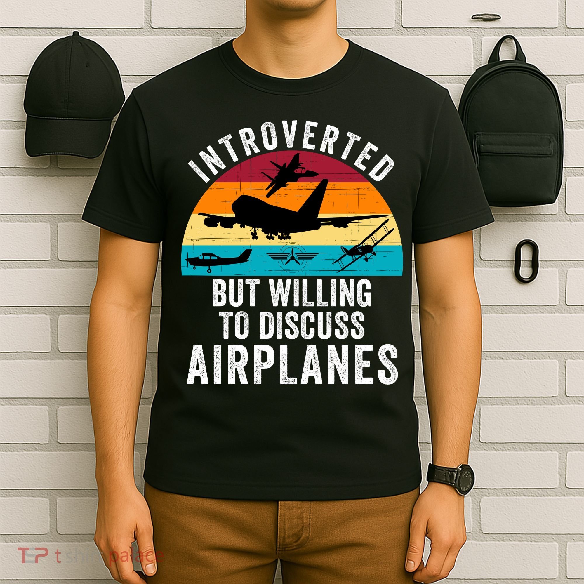 Introverted But Willing To Discuss Airplanes Funny Aviation Funny Pilot T-Shirt