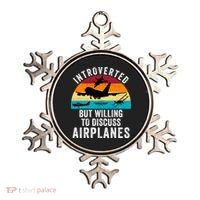 Introverted But Willing To Discuss Airplanes Funny Aviation Funny Pilot Ornament thumb 0