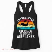 Introverted But Willing To Discuss Airplanes Funny Aviation Funny Pilot Women's Tank Top thumb 0