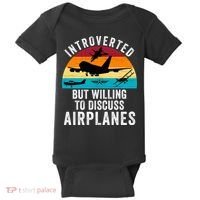 Introverted But Willing To Discuss Airplanes Funny Aviation Funny Pilot Baby Bodysuit thumb 0