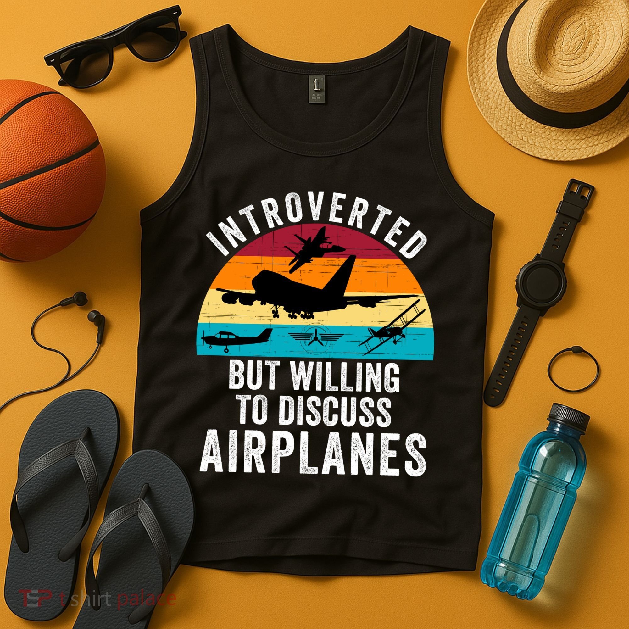 Introverted But Willing To Discuss Airplanes Funny Aviation Funny Pilot Tank Top