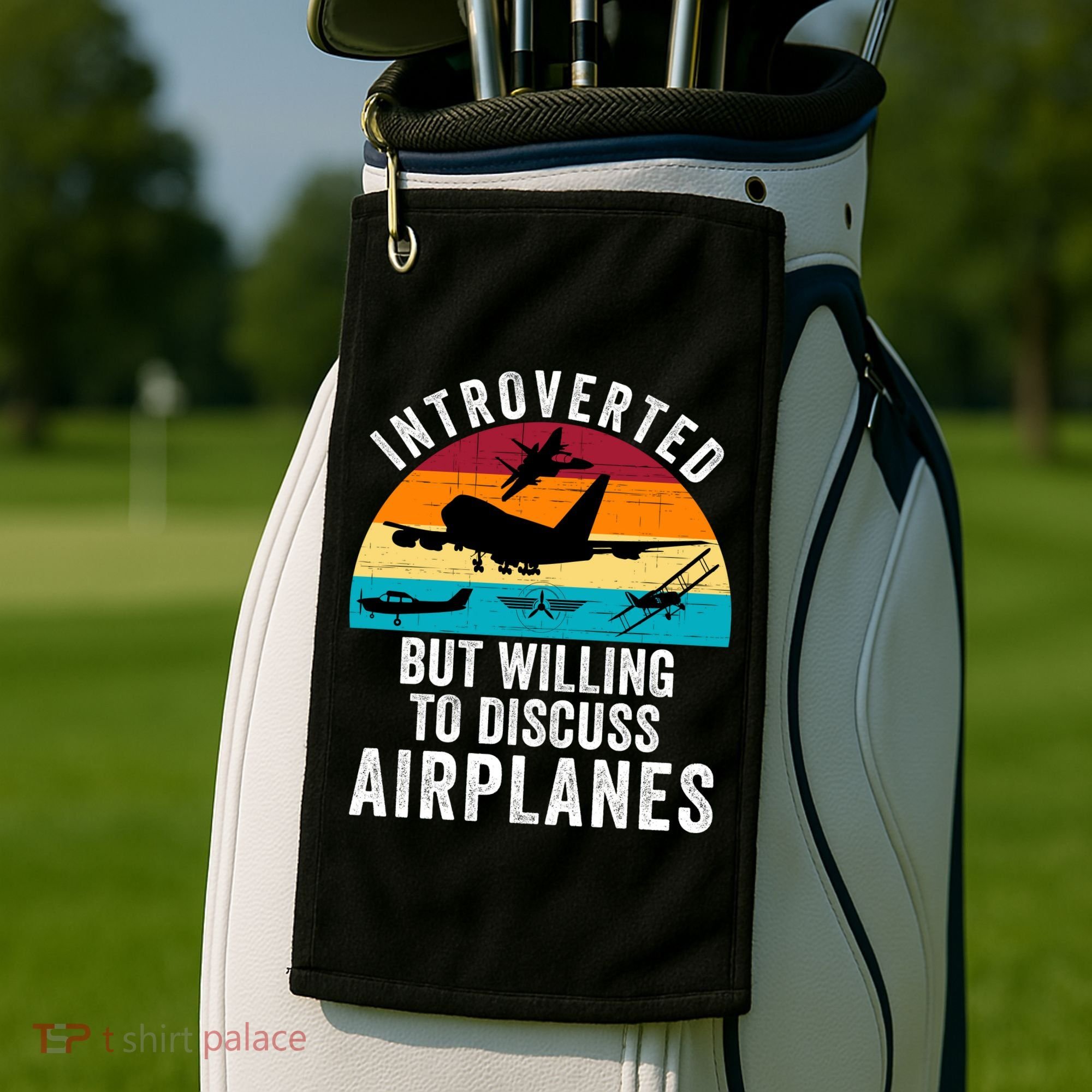 Introverted But Willing To Discuss Airplanes Funny Aviation Funny Pilot Golf Towel
