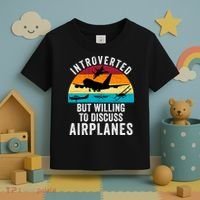 Introverted But Willing To Discuss Airplanes Funny Aviation Funny Pilot Toddler T-Shirt thumb 3