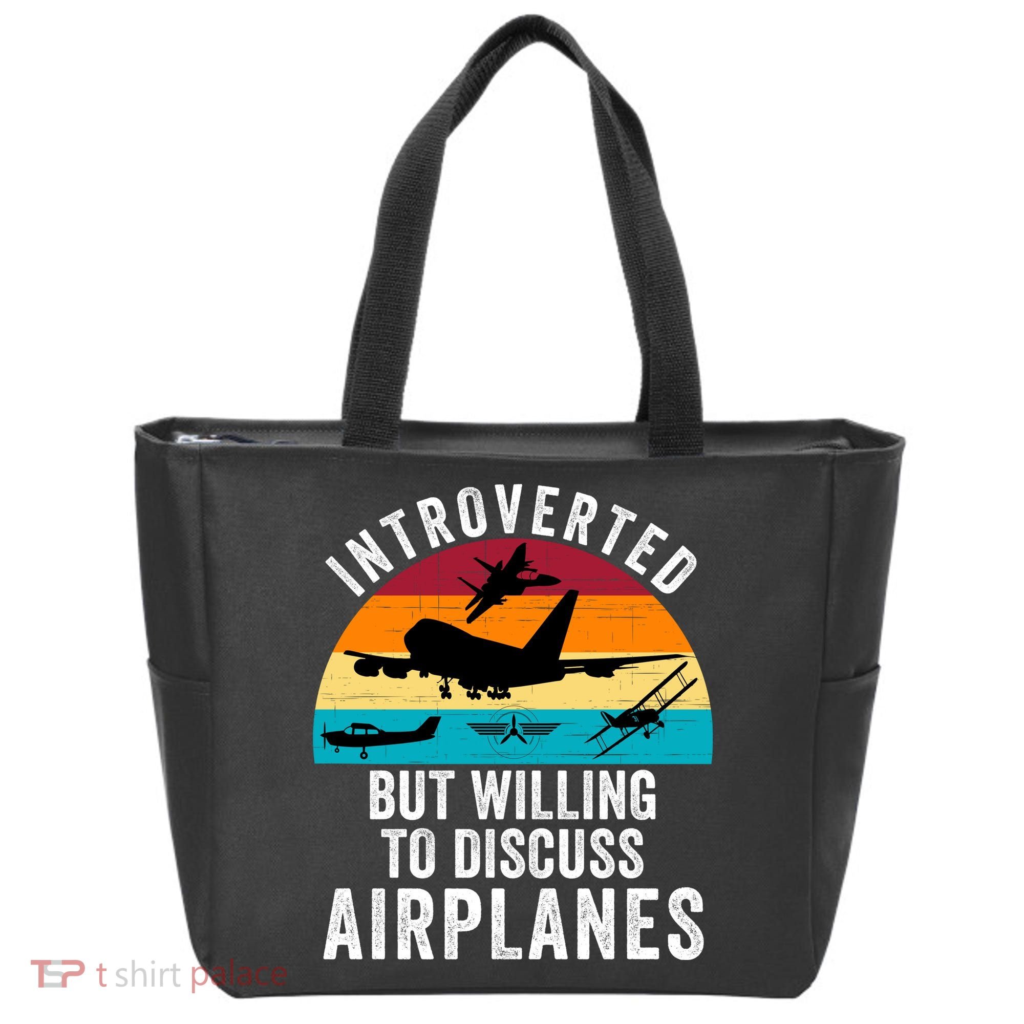 Introverted But Willing To Discuss Airplanes Funny Aviation Funny Pilot Tote Bag