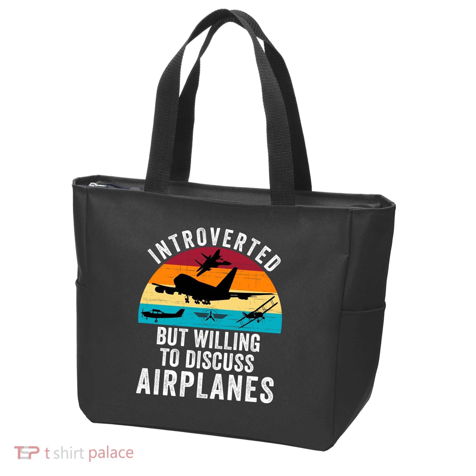 Introverted But Willing To Discuss Airplanes Funny Aviation Funny Pilot Tote Bag