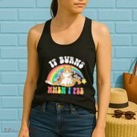 It Burns When I Pee Funny Cat Meme Rainbow Saying Sarcastic Women's Tank Top thumb 2