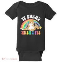It Burns When I Pee Funny Cat Meme Rainbow Saying Sarcastic Baby Bodysuit thumb 0