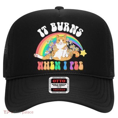 It Burns When I Pee Funny Cat Meme Rainbow Saying Sarcastic Hat