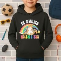 It Burns When I Pee Funny Cat Meme Rainbow Saying Sarcastic Kids Hoodie thumb 2