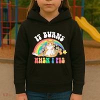 It Burns When I Pee Funny Cat Meme Rainbow Saying Sarcastic Kids Hoodie thumb 3