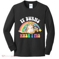 It Burns When I Pee Funny Cat Meme Rainbow Saying Sarcastic Kids Long Sleeve Shirt thumb 0