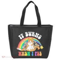 It Burns When I Pee Funny Cat Meme Rainbow Saying Sarcastic Tote Bag thumb 0