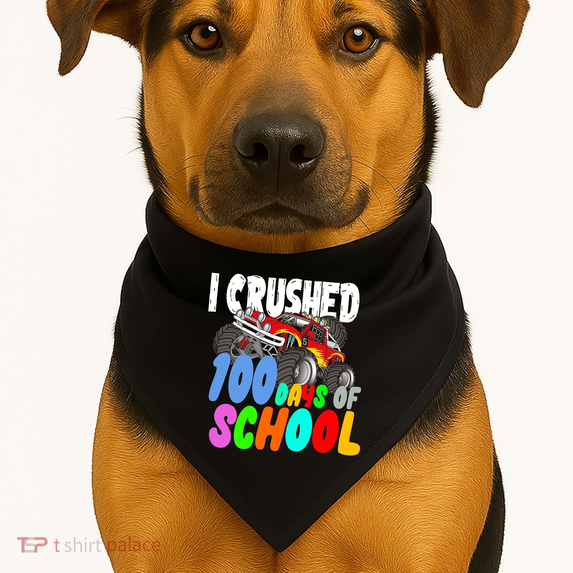 I Crushed 100 Days Of School USA-Made Doggie Bandana
