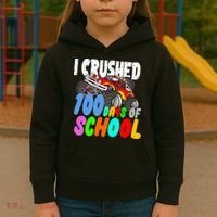I Crushed 100 Days Of School Kids Hoodie thumb 3