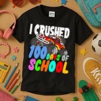I Crushed 100 Days Of School Kids T-Shirt thumb 3
