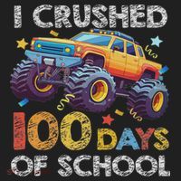I Crushed 100 Days Of School Monster Truck 100th Boy Women's Sweatshirt thumb 2