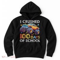 I Crushed 100 Days Of School Monster Truck 100th Boy Hoodie thumb 0