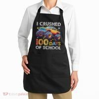 I Crushed 100 Days Of School Monster Truck 100th Boy Apron thumb 2