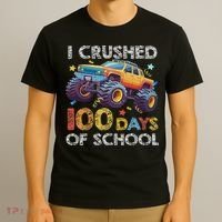I Crushed 100 Days Of School Monster Truck 100th Boy T-Shirt thumb 3