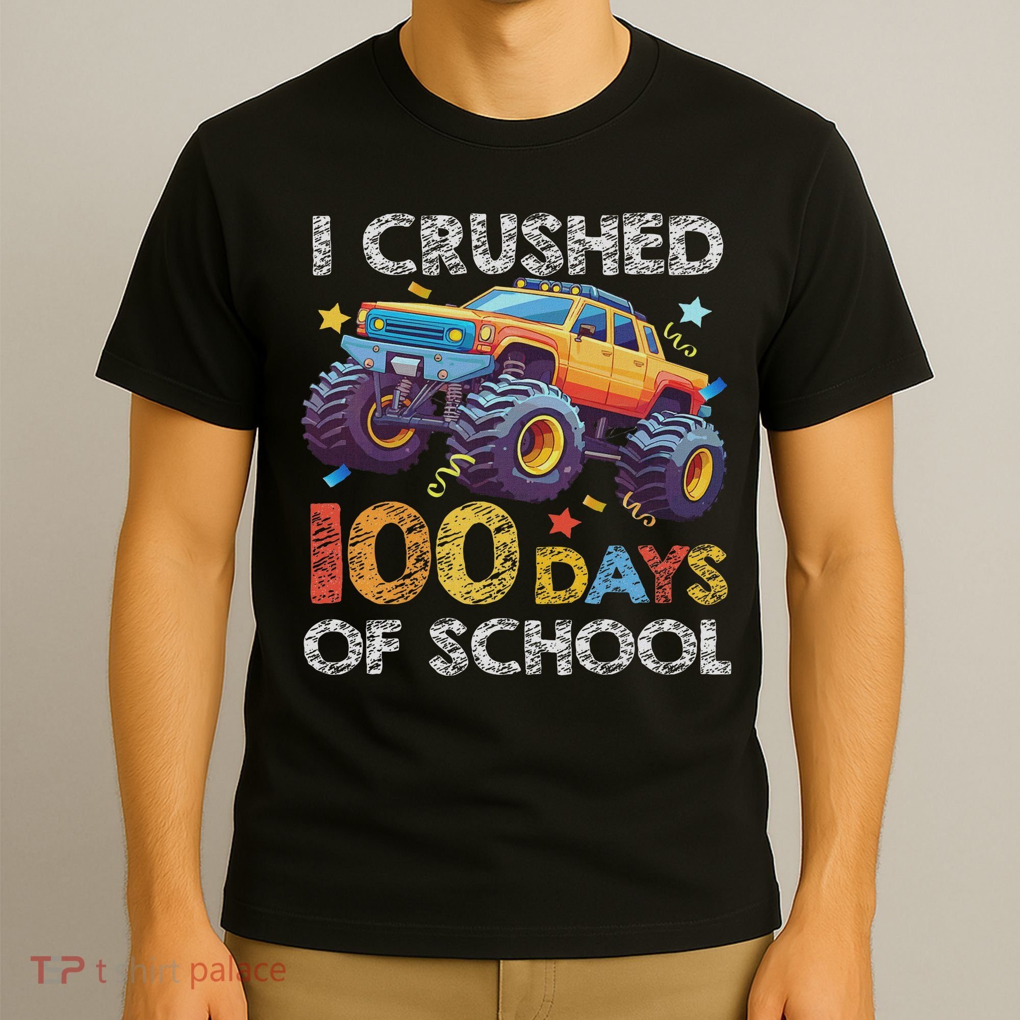 I Crushed 100 Days Of School Monster Truck 100th Boy T-Shirt