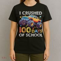 I Crushed 100 Days Of School Monster Truck 100th Boy T-Shirt thumb 4