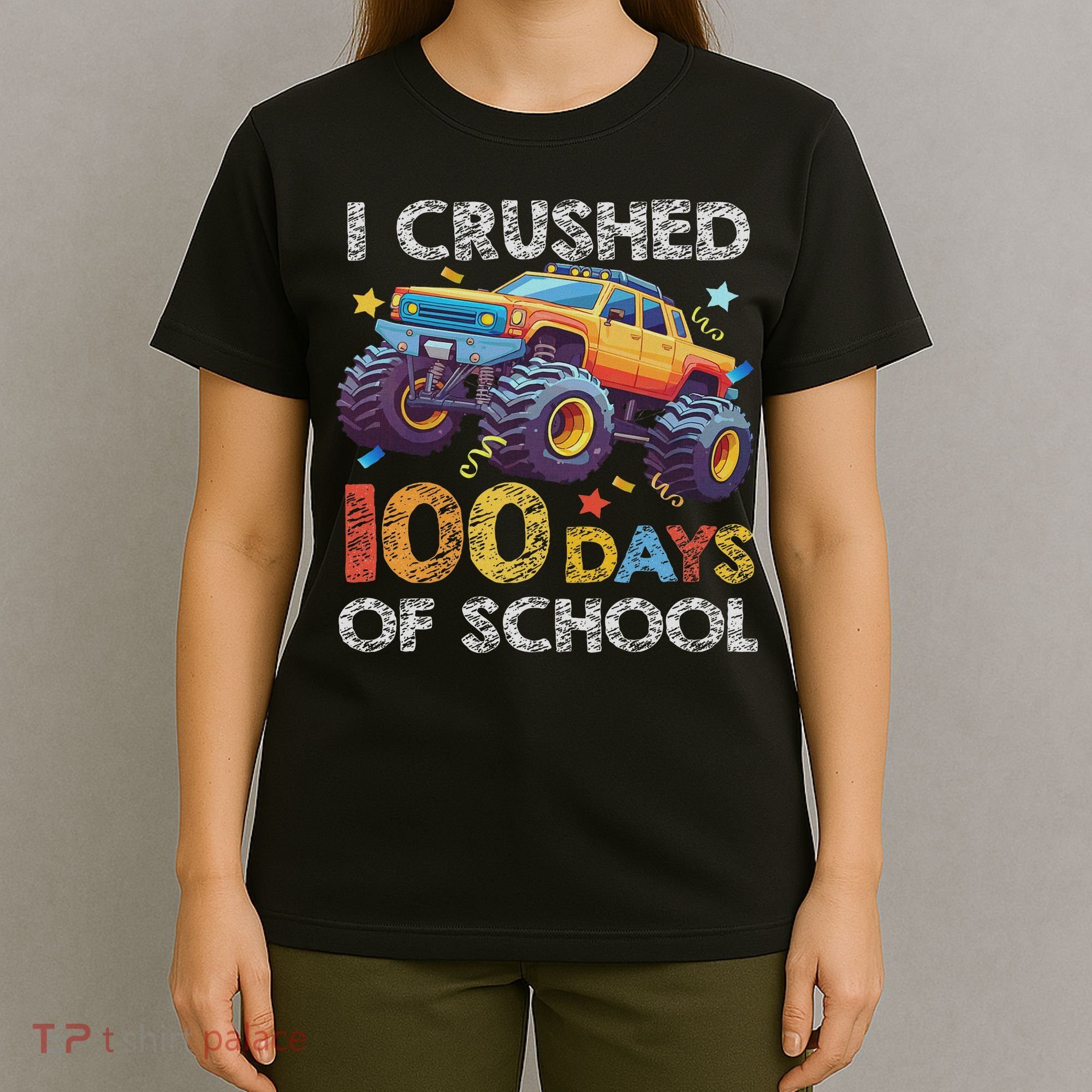 I Crushed 100 Days Of School Monster Truck 100th Boy T-Shirt