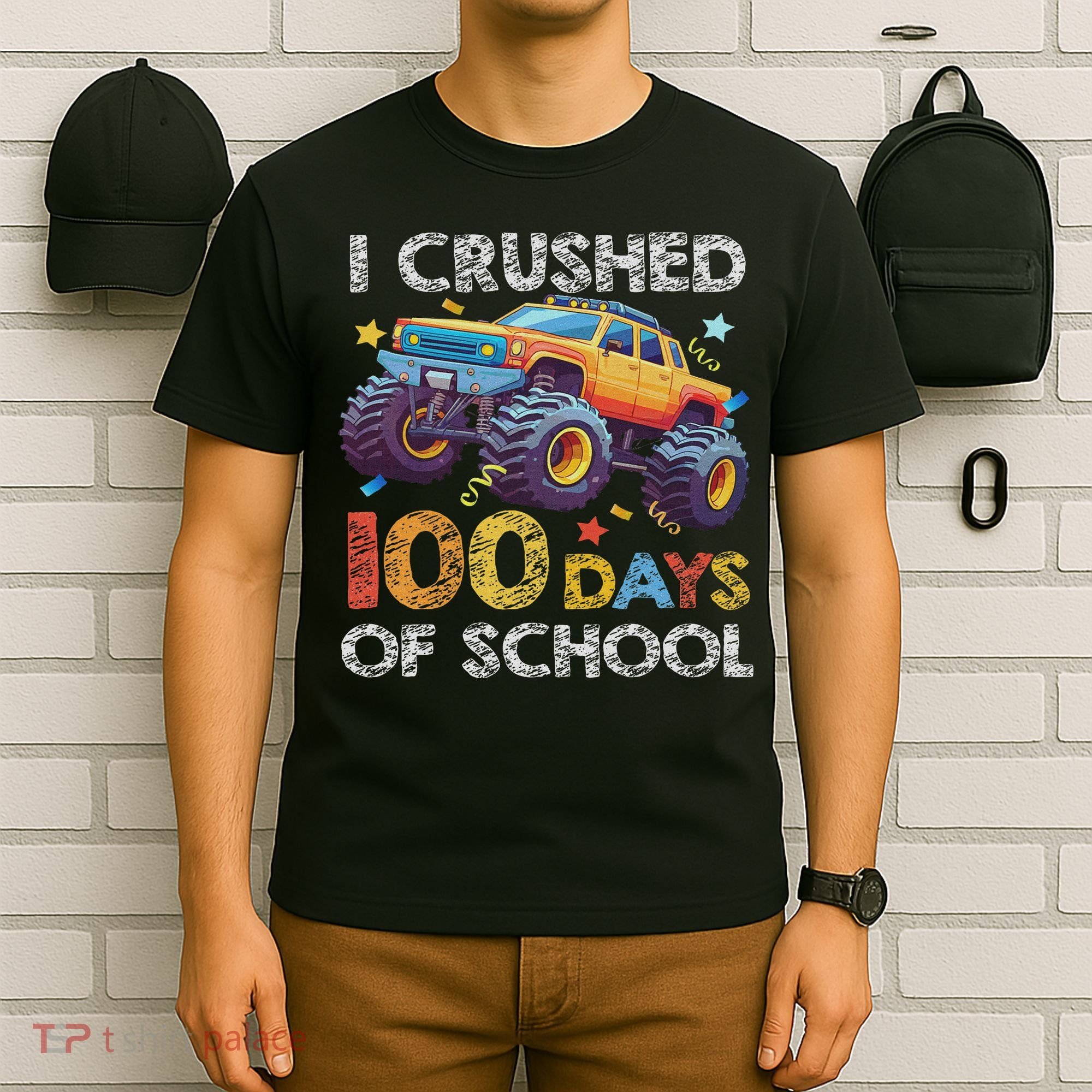 I Crushed 100 Days Of School Monster Truck 100th Boy T-Shirt