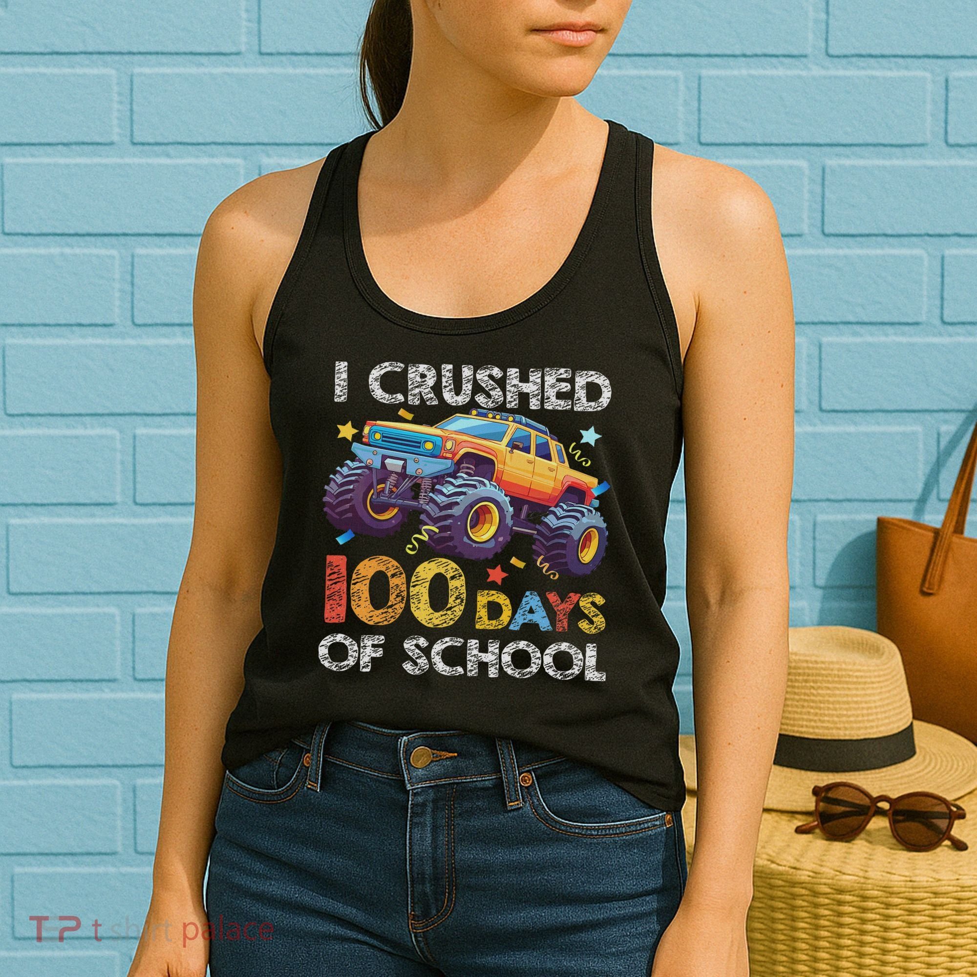 I Crushed 100 Days Of School Monster Truck 100th Boy Women's Tank Top