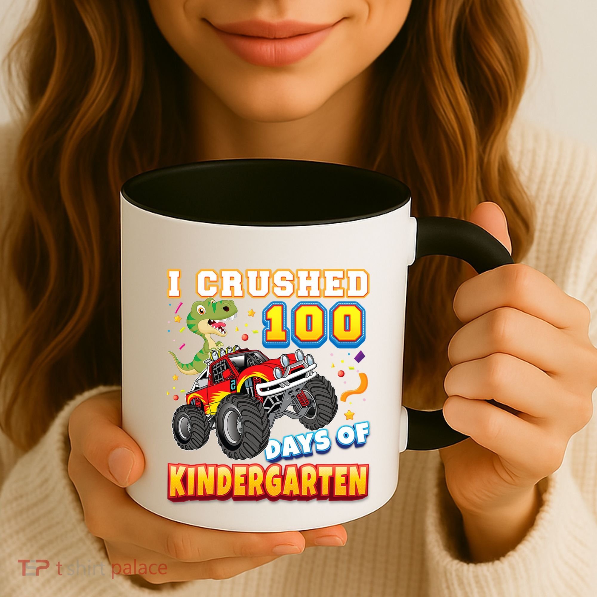 I Crushed 100 Days Of Kindergarten 100th Day School Monster Gift Coffee Mug