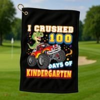 I Crushed 100 Days Of Kindergarten 100th Day School Monster Gift Golf Towel thumb 1