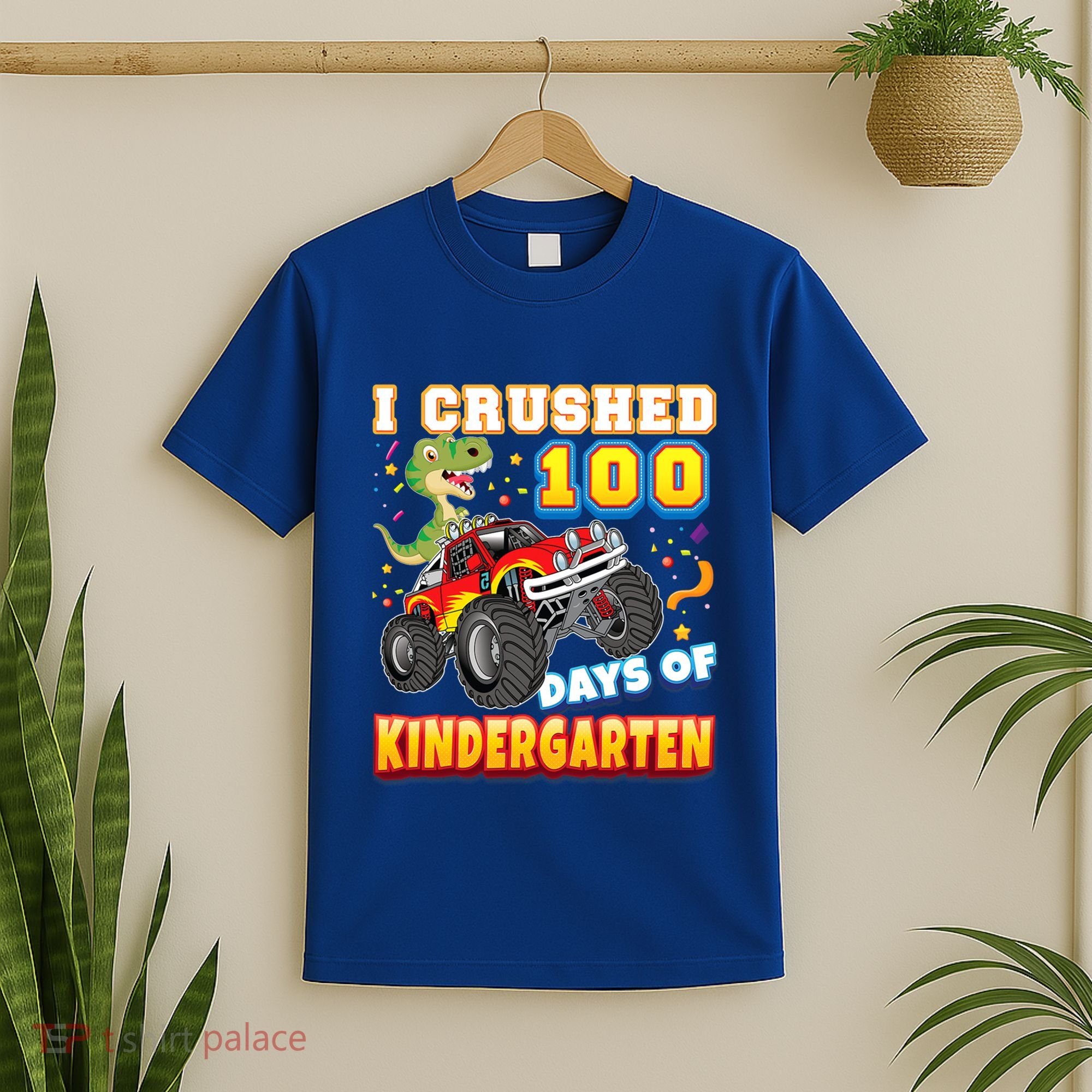 I Crushed 100 Days Of Kindergarten 100th Day School Monster Gift T-Shirt