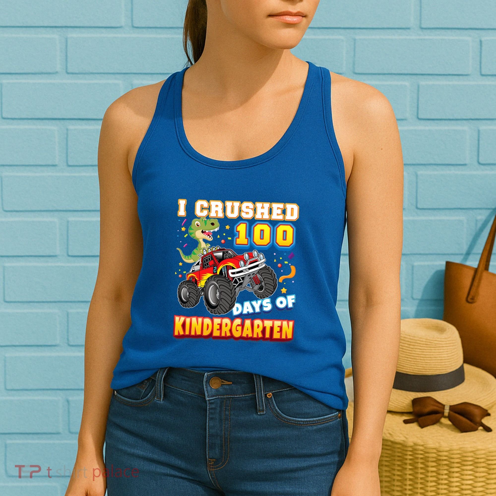 I Crushed 100 Days Of Kindergarten 100th Day School Monster Gift Women's Tank Top