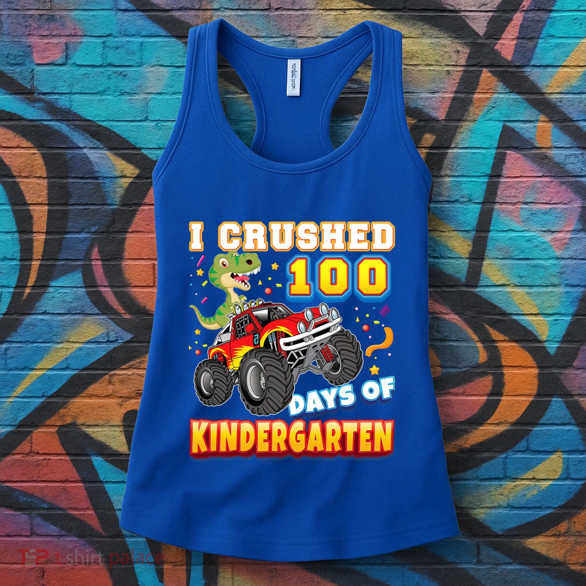 I Crushed 100 Days Of Kindergarten 100th Day School Monster Gift Women's Tank Top