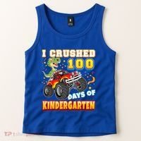 I Crushed 100 Days Of Kindergarten 100th Day School Monster Gift Tank Top thumb 2