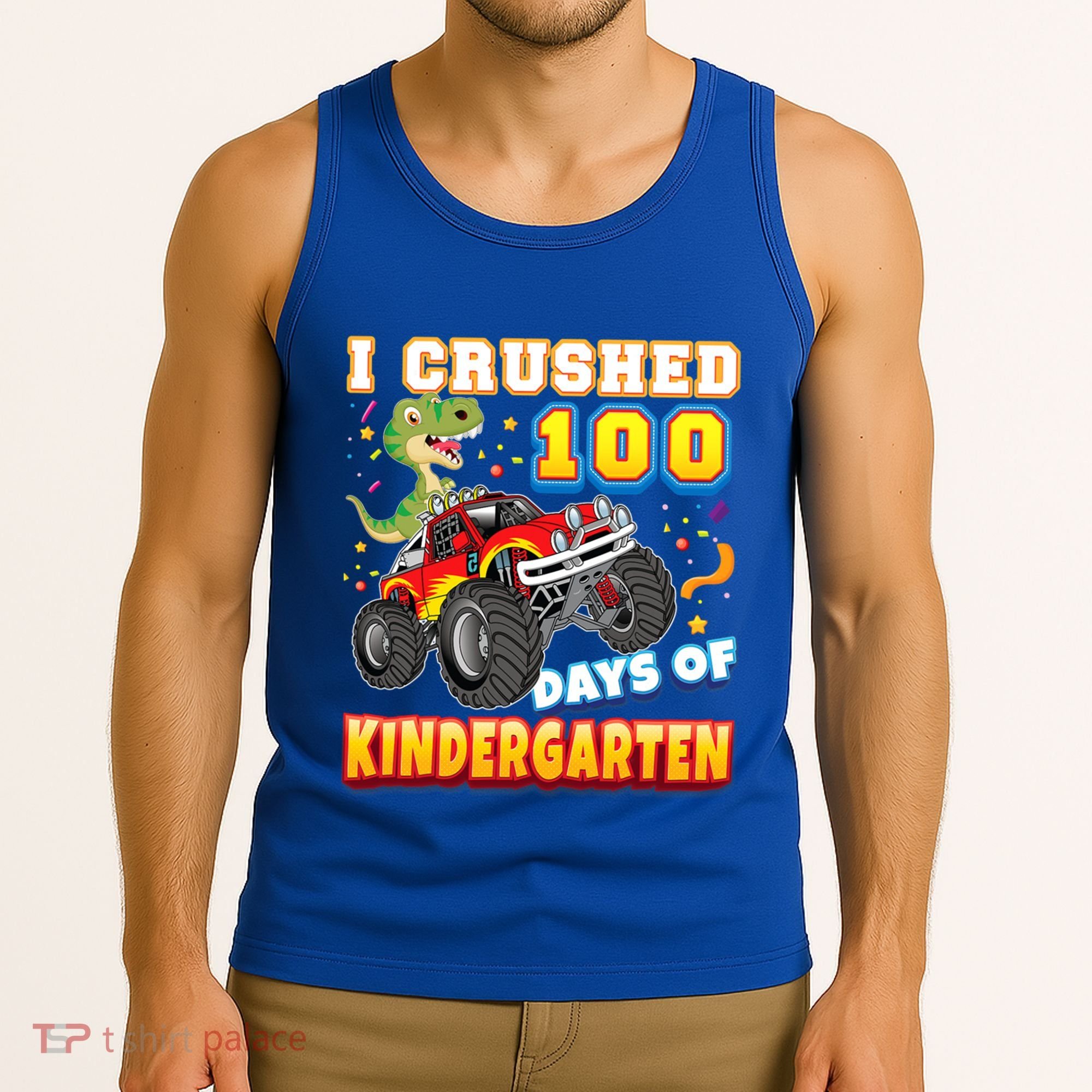I Crushed 100 Days Of Kindergarten 100th Day School Monster Gift Tank Top