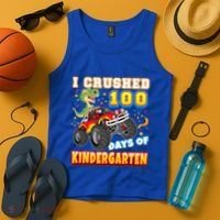 I Crushed 100 Days Of Kindergarten 100th Day School Monster Gift Tank Top thumb 4