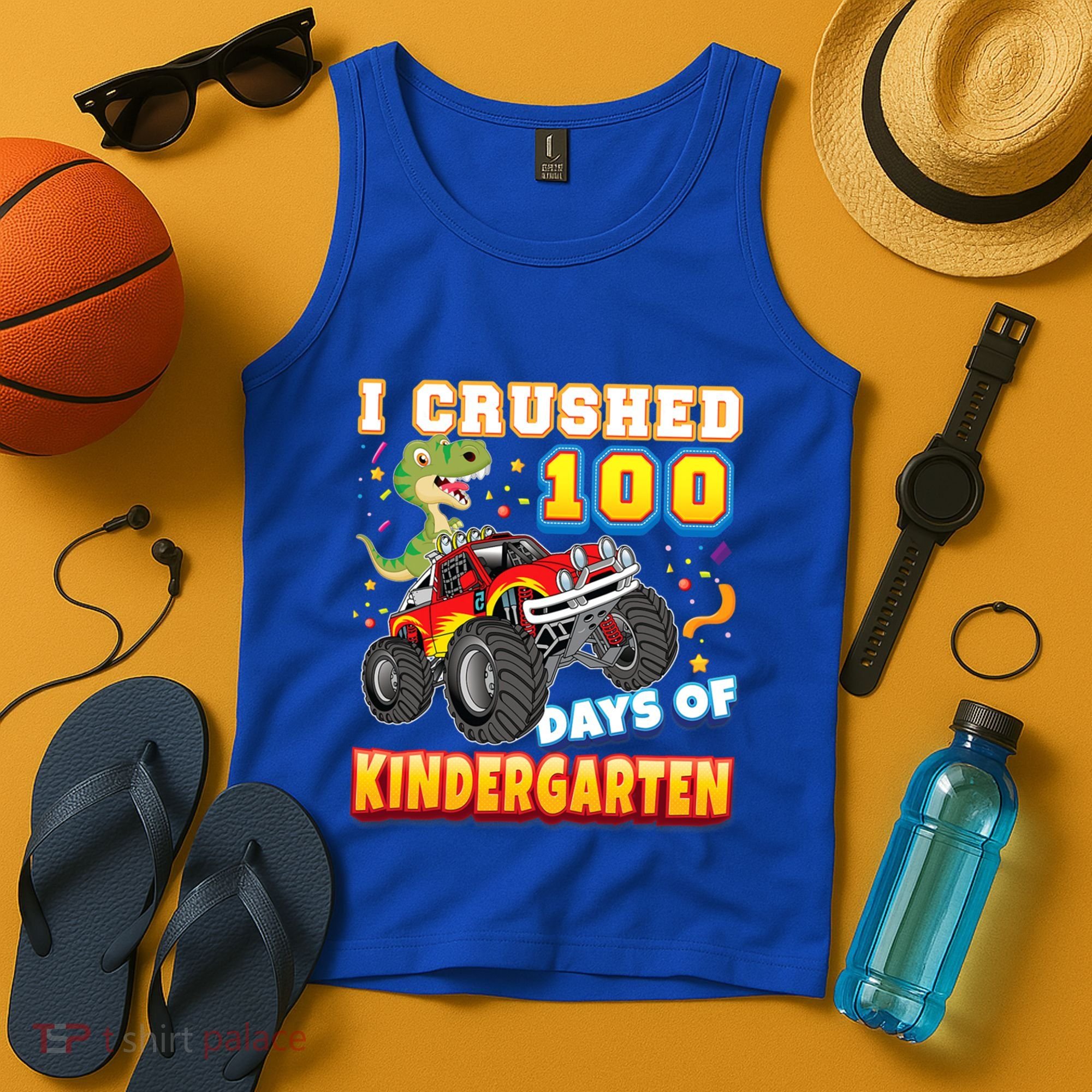 I Crushed 100 Days Of Kindergarten 100th Day School Monster Gift Tank Top