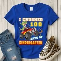 I Crushed 100 Days Of Kindergarten 100th Day School Monster Gift Women's T-Shirt thumb 3