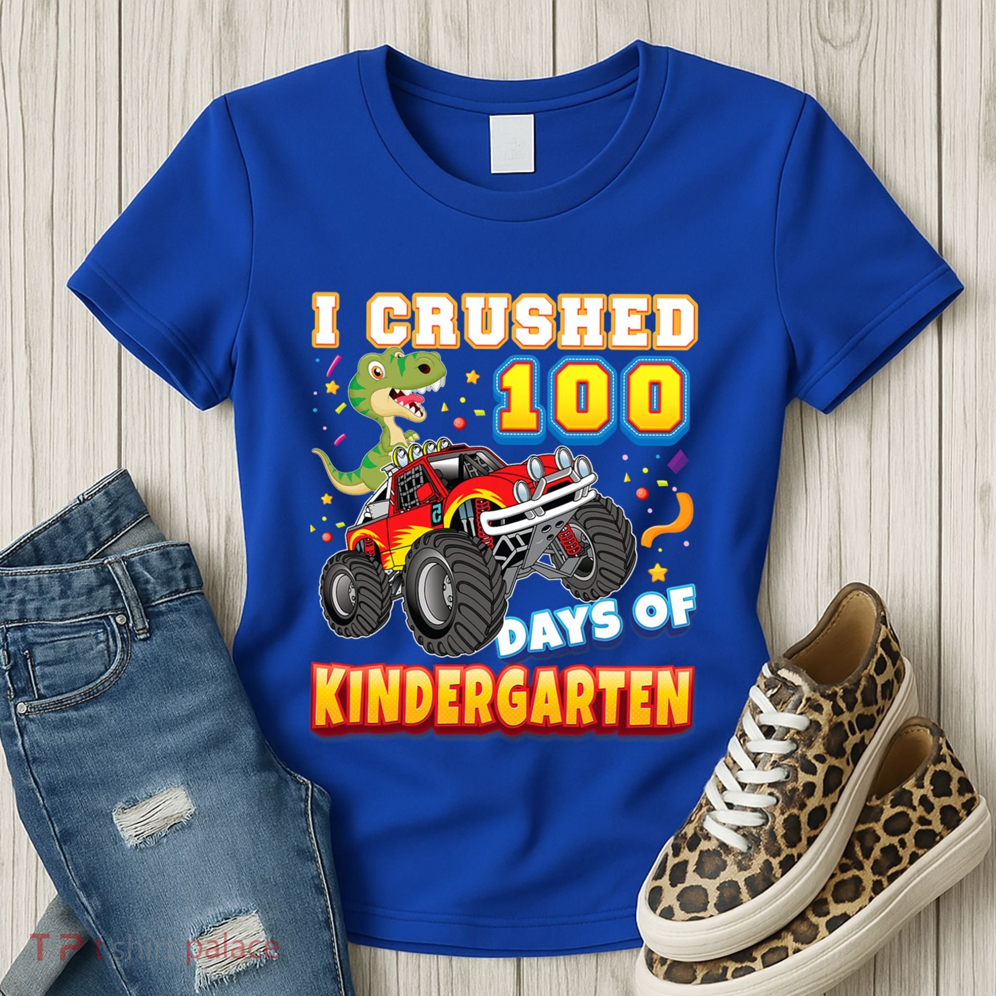 I Crushed 100 Days Of Kindergarten 100th Day School Monster Gift Women's T-Shirt