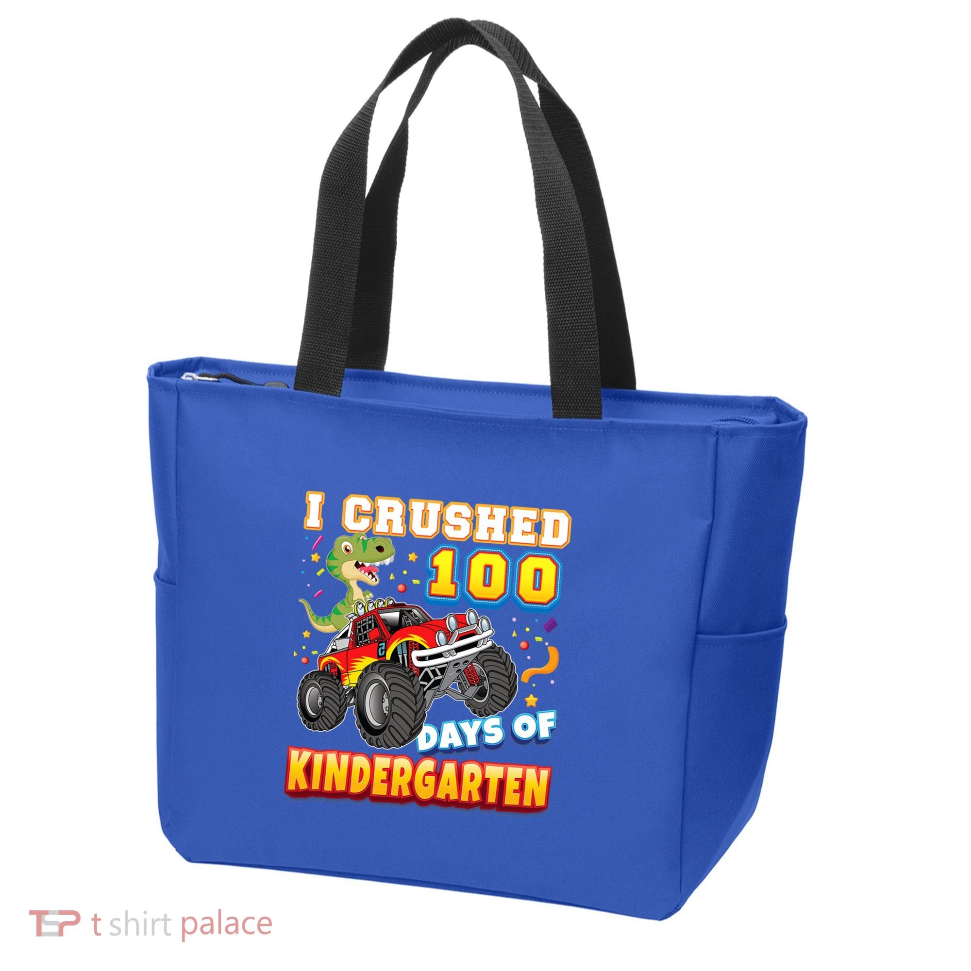 I Crushed 100 Days Of Kindergarten 100th Day School Monster Gift Tote Bag