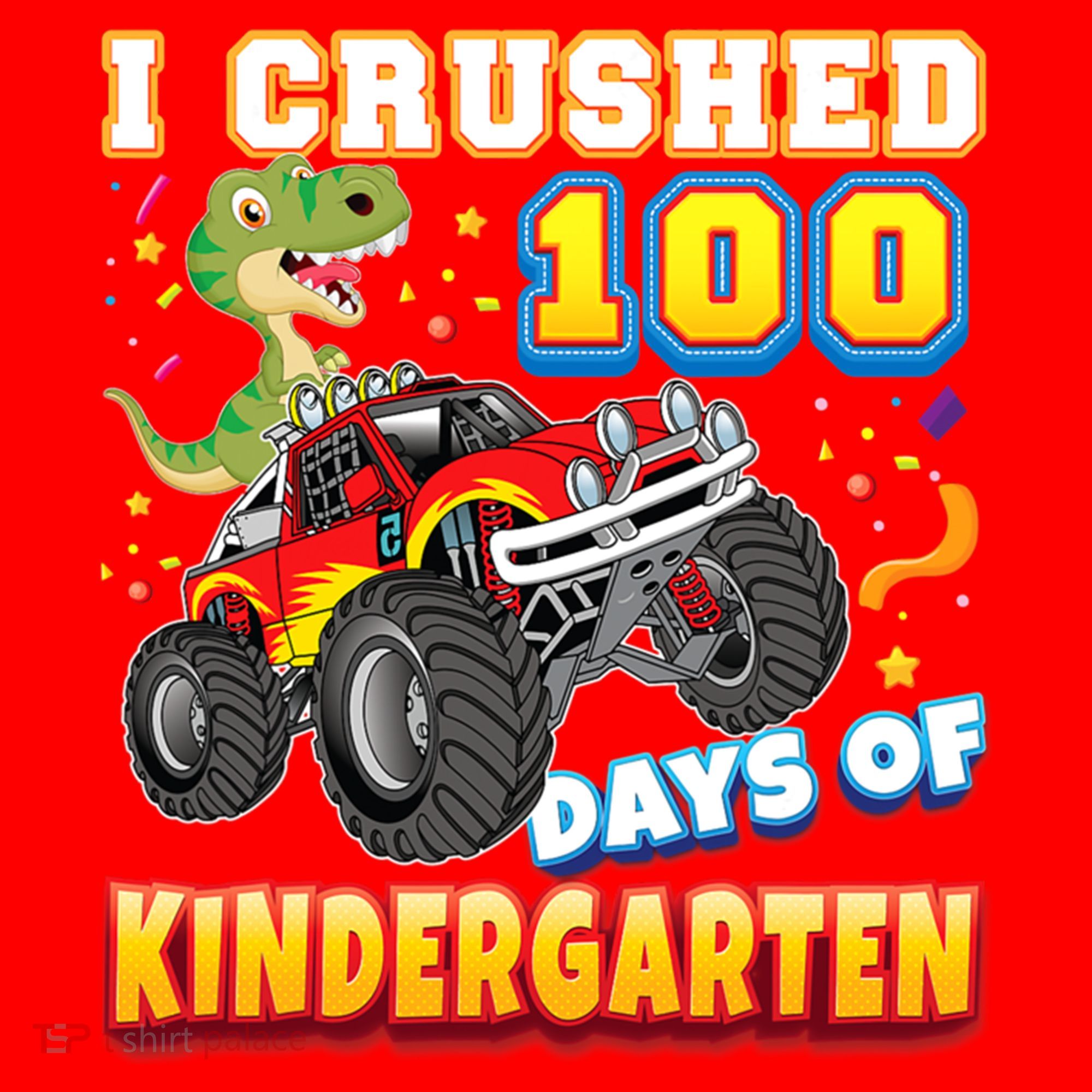 I Crushed 100 Days Of Kindergarten 100th Day School Monster Gift Santa Hat