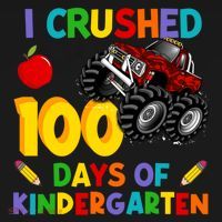 I Crushed 100 Days Of Kindergarten School Monster Truck Gift Women's Hoodie thumb 2
