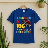 I Crushed 100 Days Of Kindergarten School Monster Truck Gift T-Shirt thumb 2