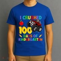 I Crushed 100 Days Of Kindergarten School Monster Truck Gift T-Shirt thumb 3