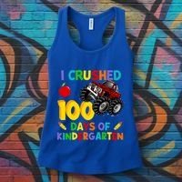 I Crushed 100 Days Of Kindergarten School Monster Truck Gift Women's Tank Top thumb 3