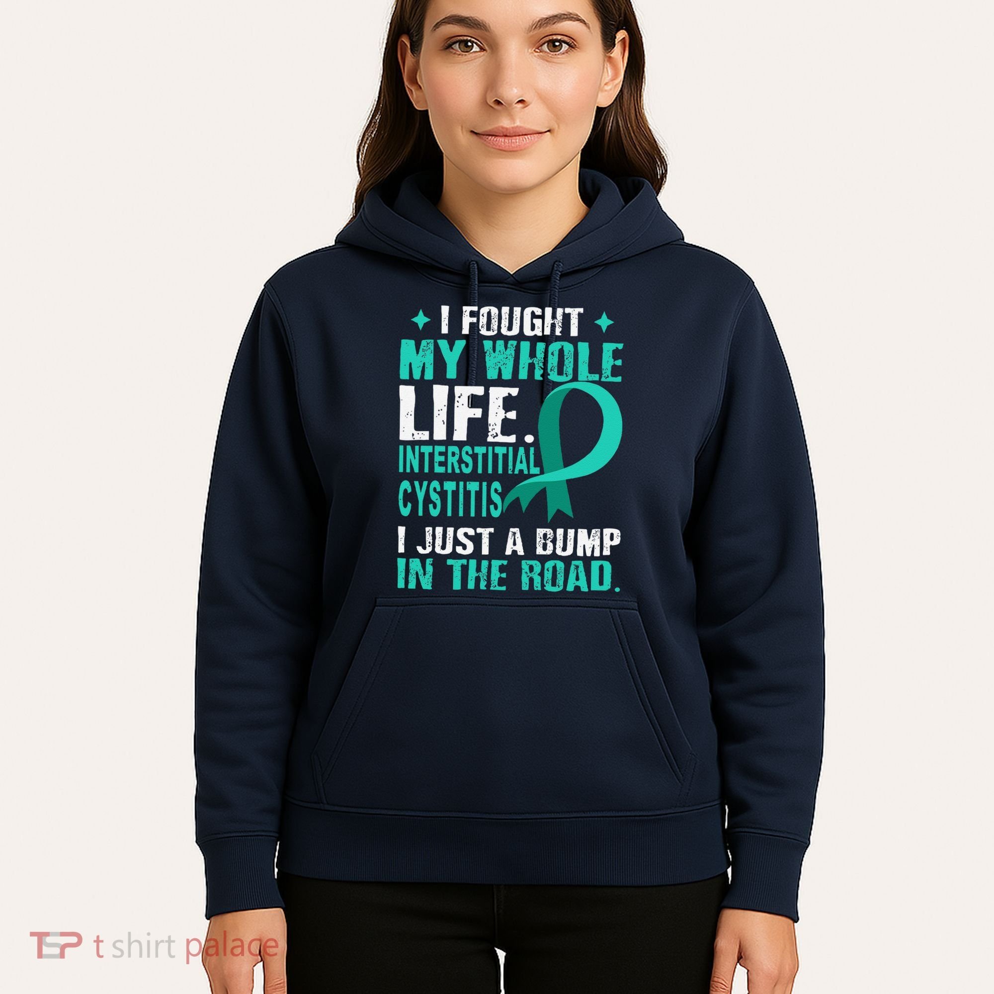 Interstitial Cystitis Awareness Teal Ribbon Support Family Hoodie