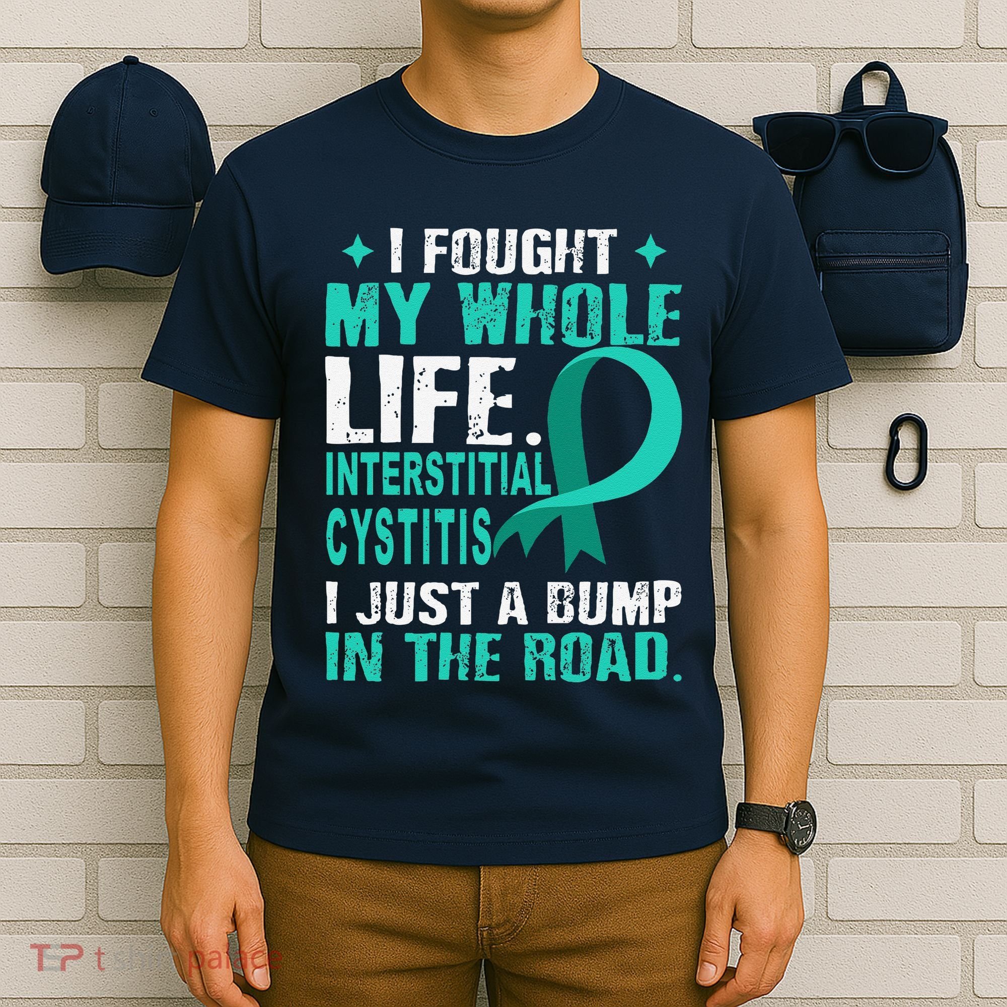 Interstitial Cystitis Awareness Teal Ribbon Support Family T-Shirt