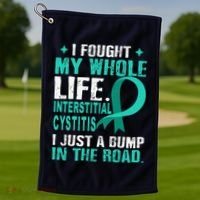 Interstitial Cystitis Awareness Teal Ribbon Support Family Golf Towel thumb 1